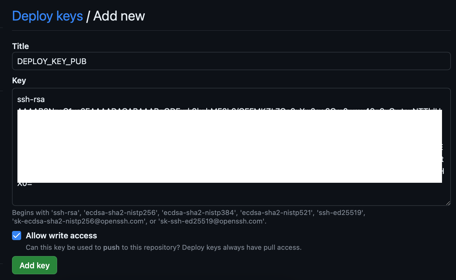 add public deploy key