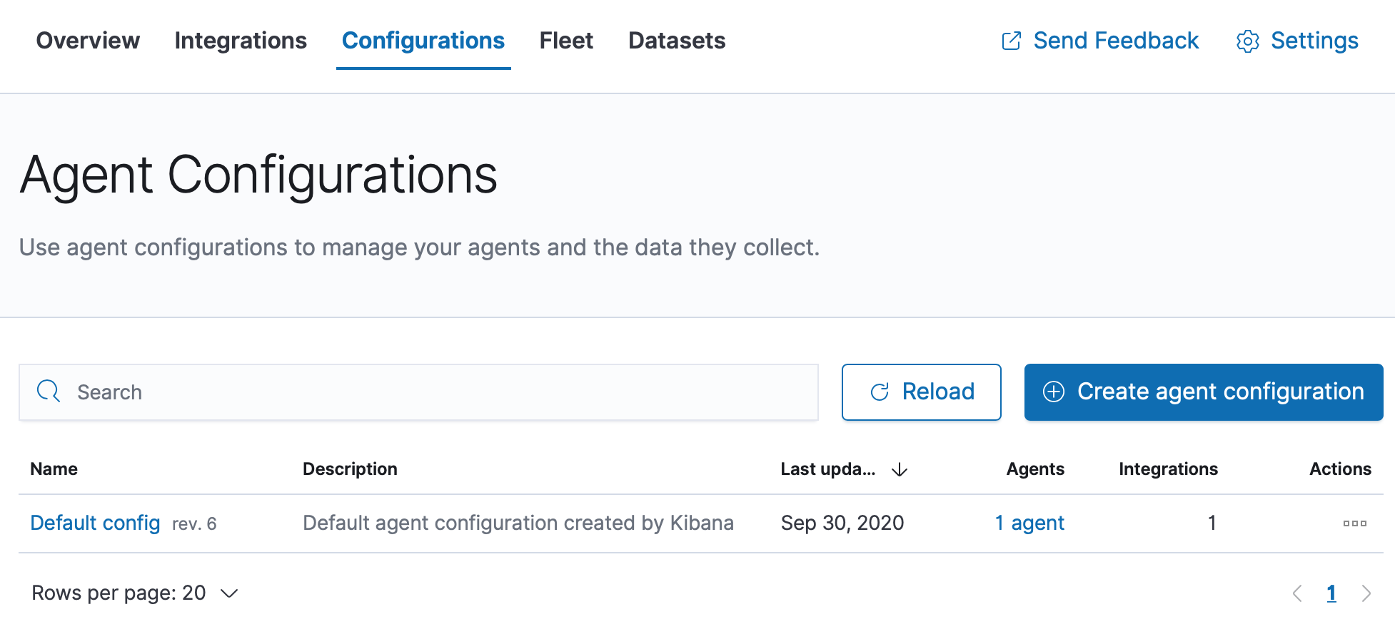 Ingest Manager - agent config